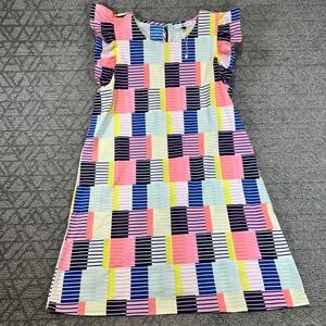 Michelle‎ McDowell XL Dress Abstract Multicolor Block Print Ruffle Sleeve Casual